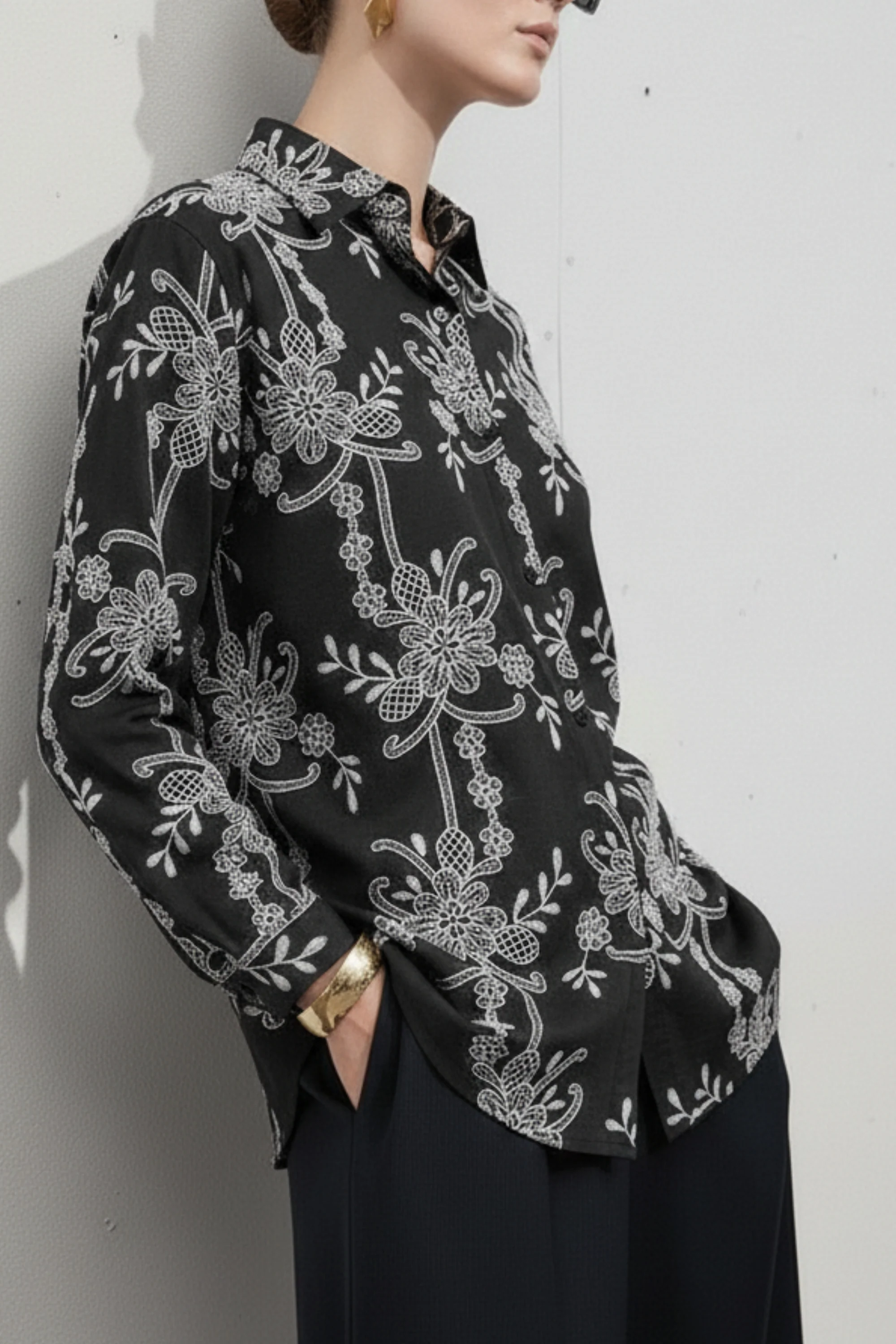 Royal Black Embellished Shirt