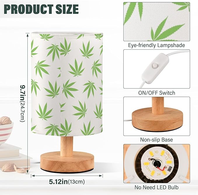Table Lamp Green Marijuana Leaf Cannabis Weed Leaves on