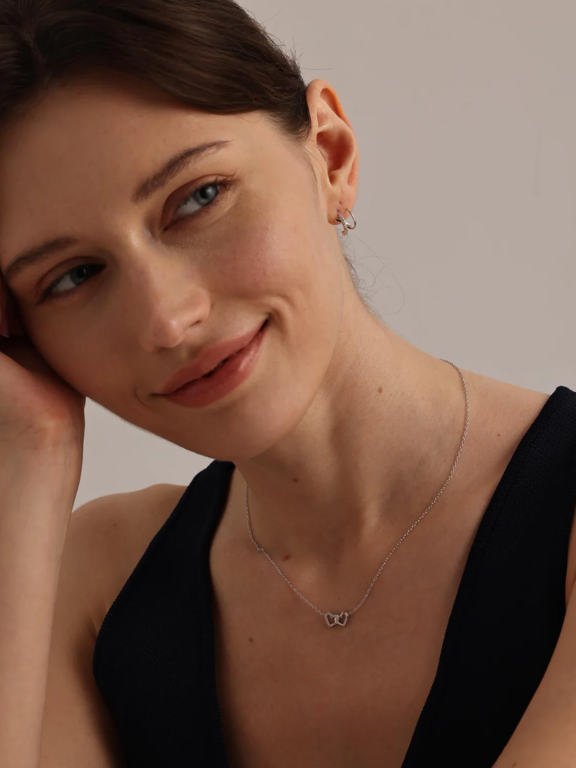 Silver Heart Linked Necklace