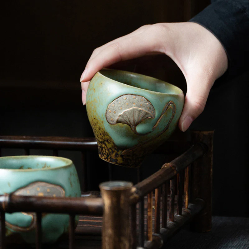 Lotus Pod Engraved Teacup Kung Fu Tea Cup