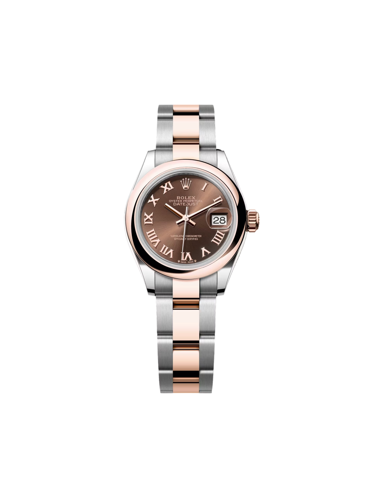 Rolex Lady-Datejust 28mm  279161 Chocolate Roman Dial, Two Tone Stainless Steel & 18K Rose Gold Oyster Bracelet Women's Watch