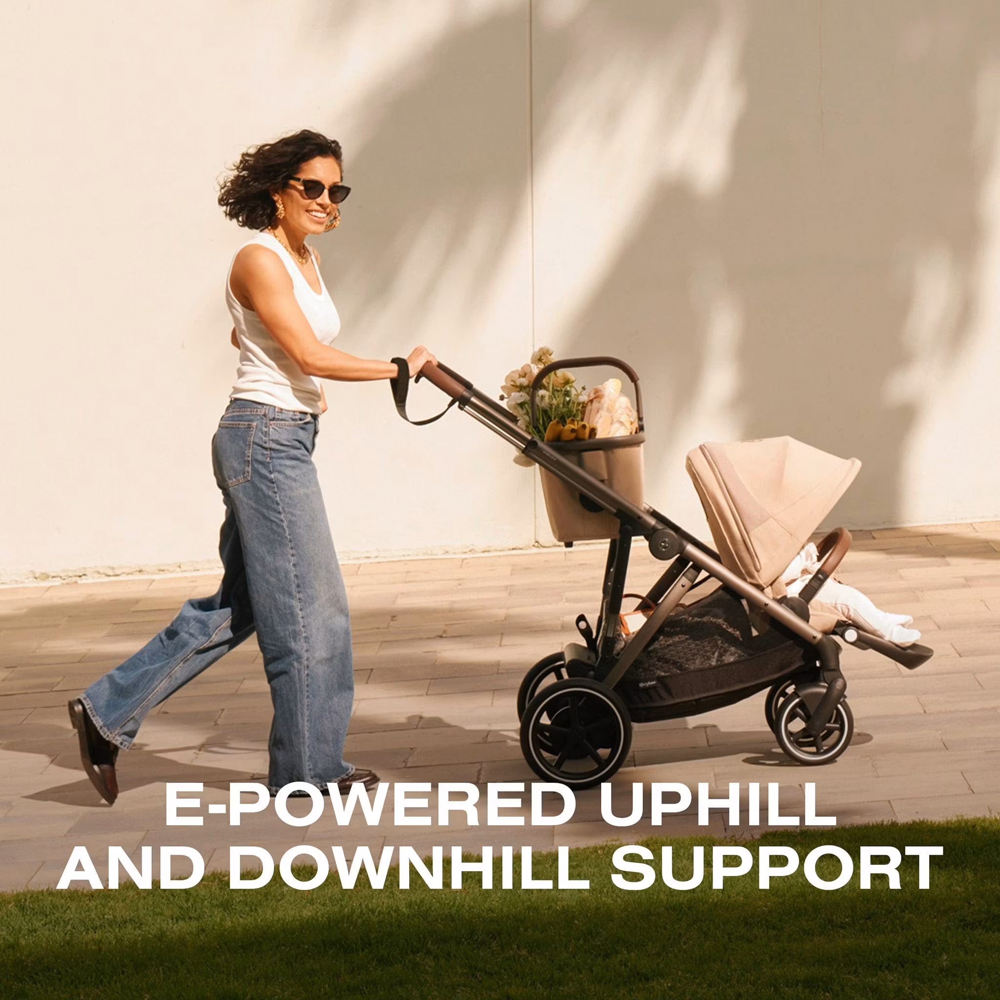 Cybex eGazelle S Electronic Assist Stroller - Black Frame / Almond Beige