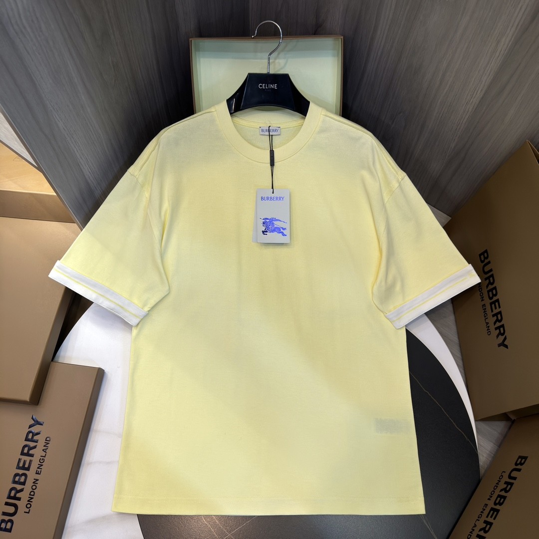 BBR 2024ss the latest white cloth cuffs stitching small war horse printed cotton t-shirt
