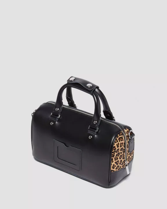 Leopard Print Hair-On Top Handle Bag