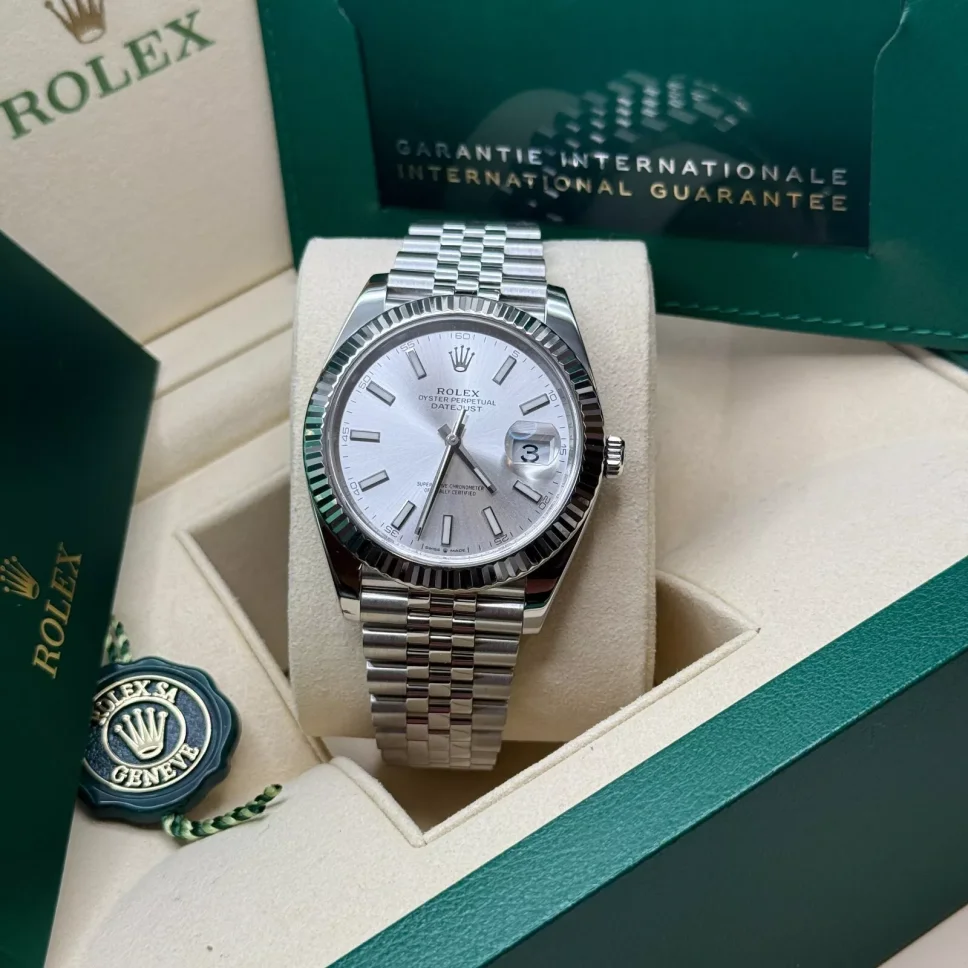 【SUPER CLONE】12A Rolex Datejust 41mm 126334 Silver Index Jubilee Stainless Steel Mens Watch