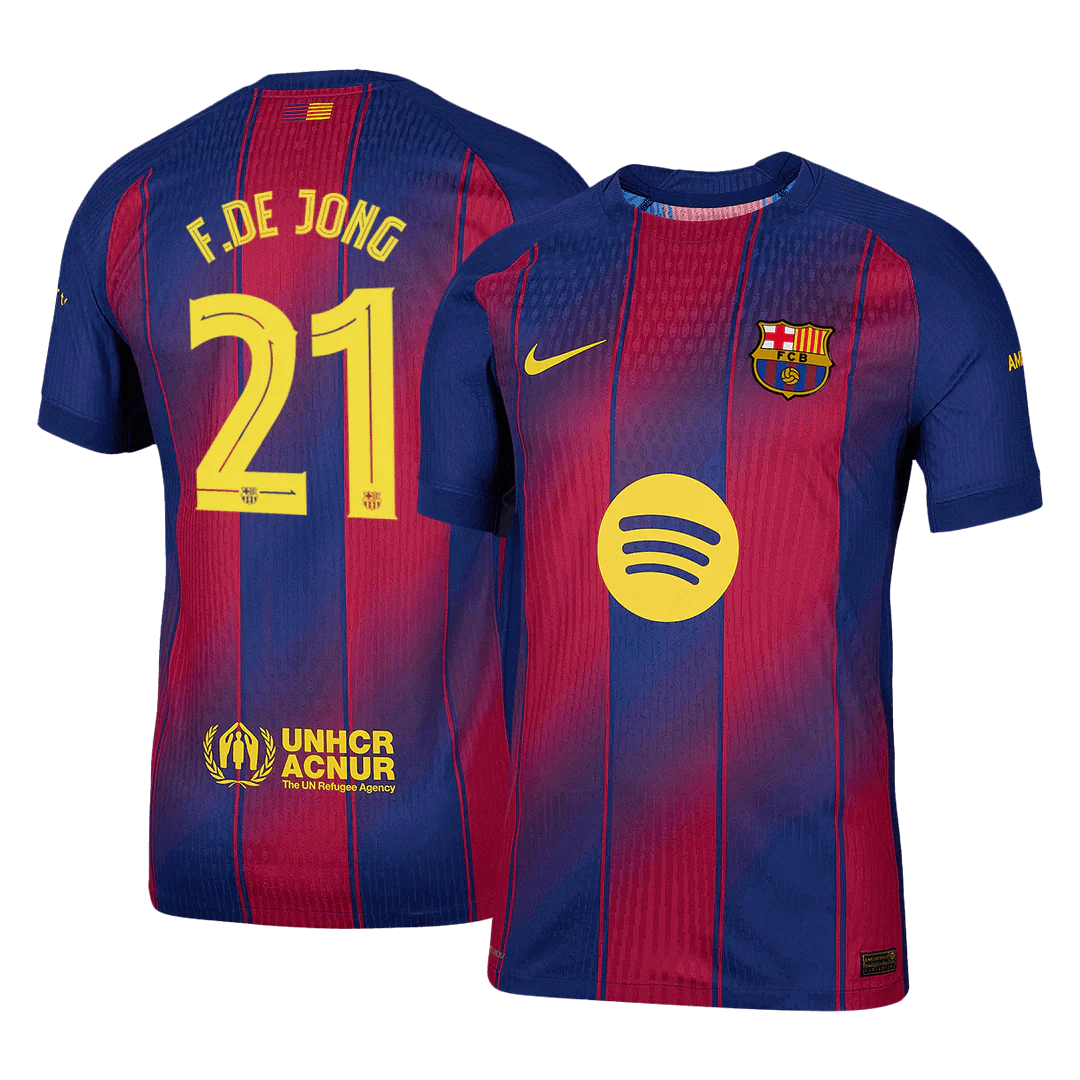 F.DE JONG #21 Barcelona Home Player Version Soccer Jersey 2025/26 - UCL