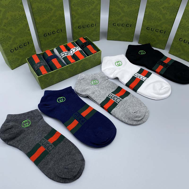 Set of 5 Pairs of Cotton Anti-bacterial Ankle Socks WZ-924000138