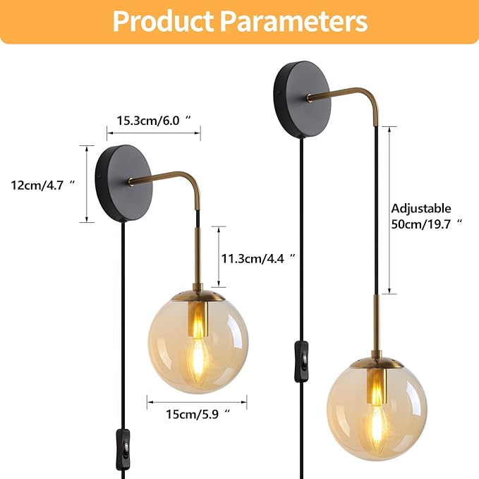 LUMISCAPE Wall Sconces Set of Two Wall Lights for Bedroom