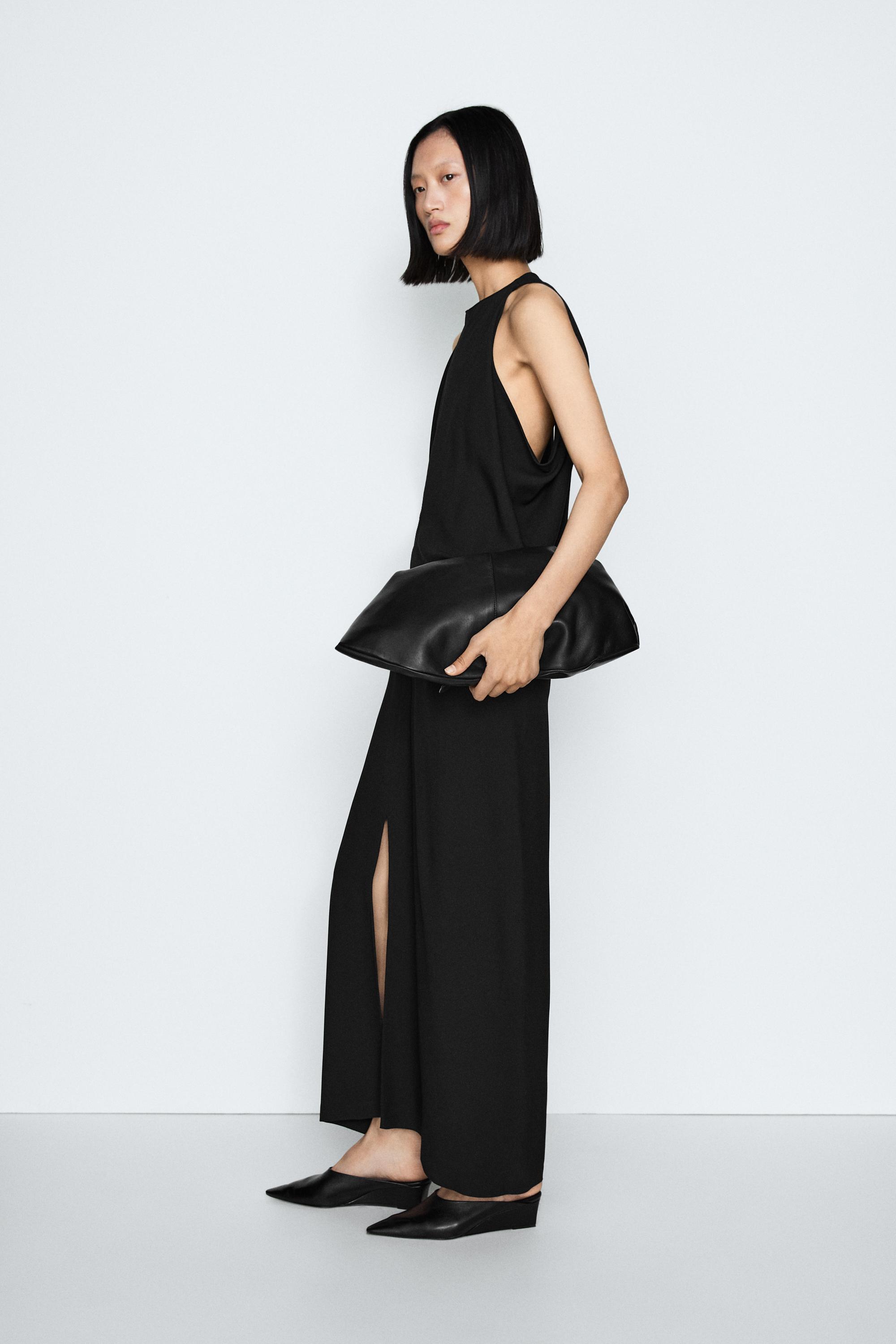 Vestido midi detalle pliegues