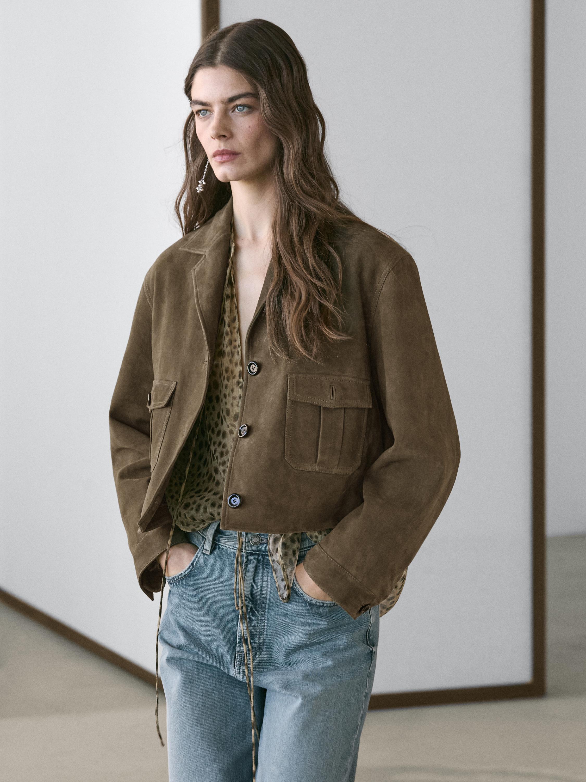 Chaqueta corta piel ante