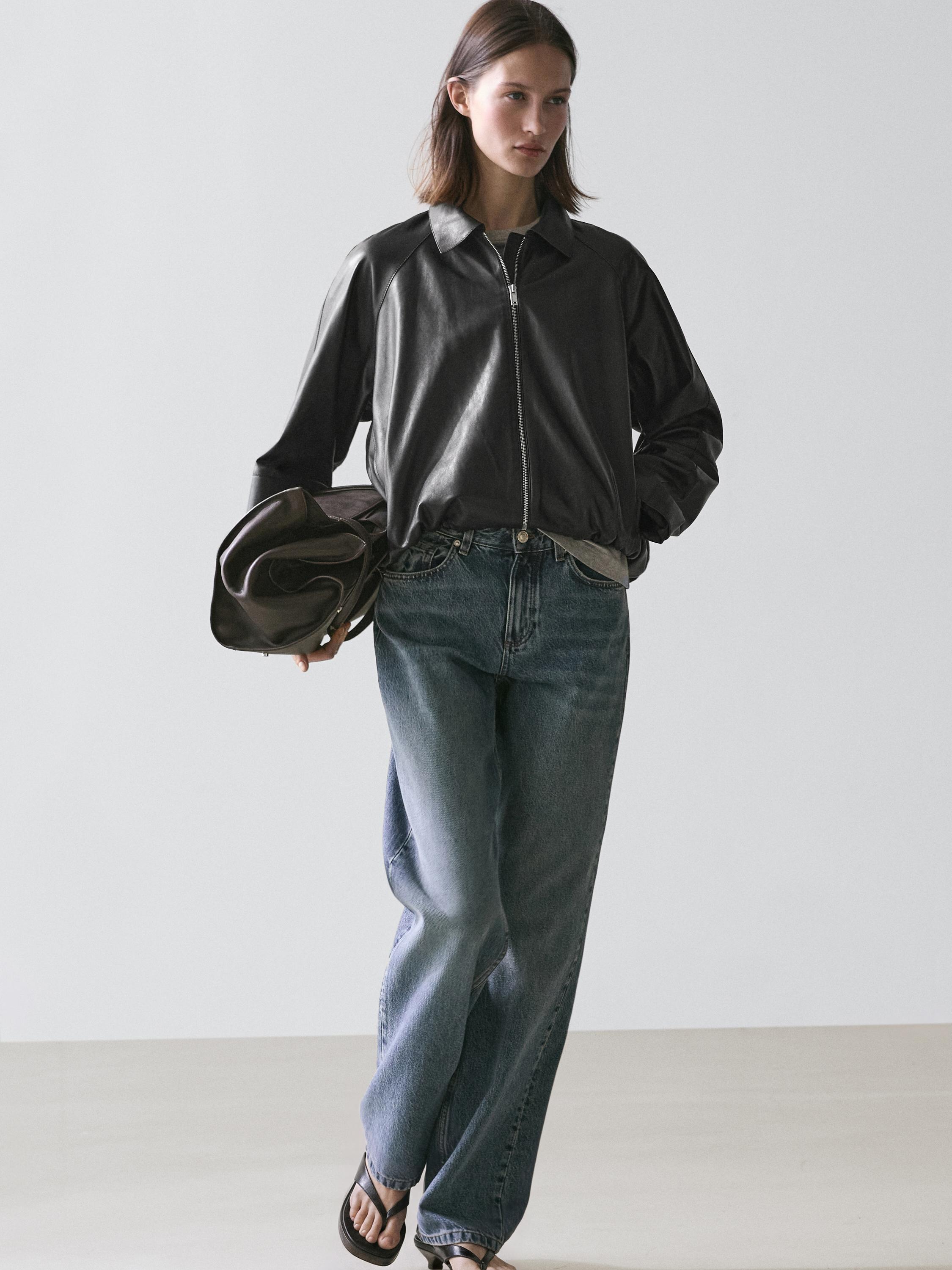 Cazadora oversize piel napa