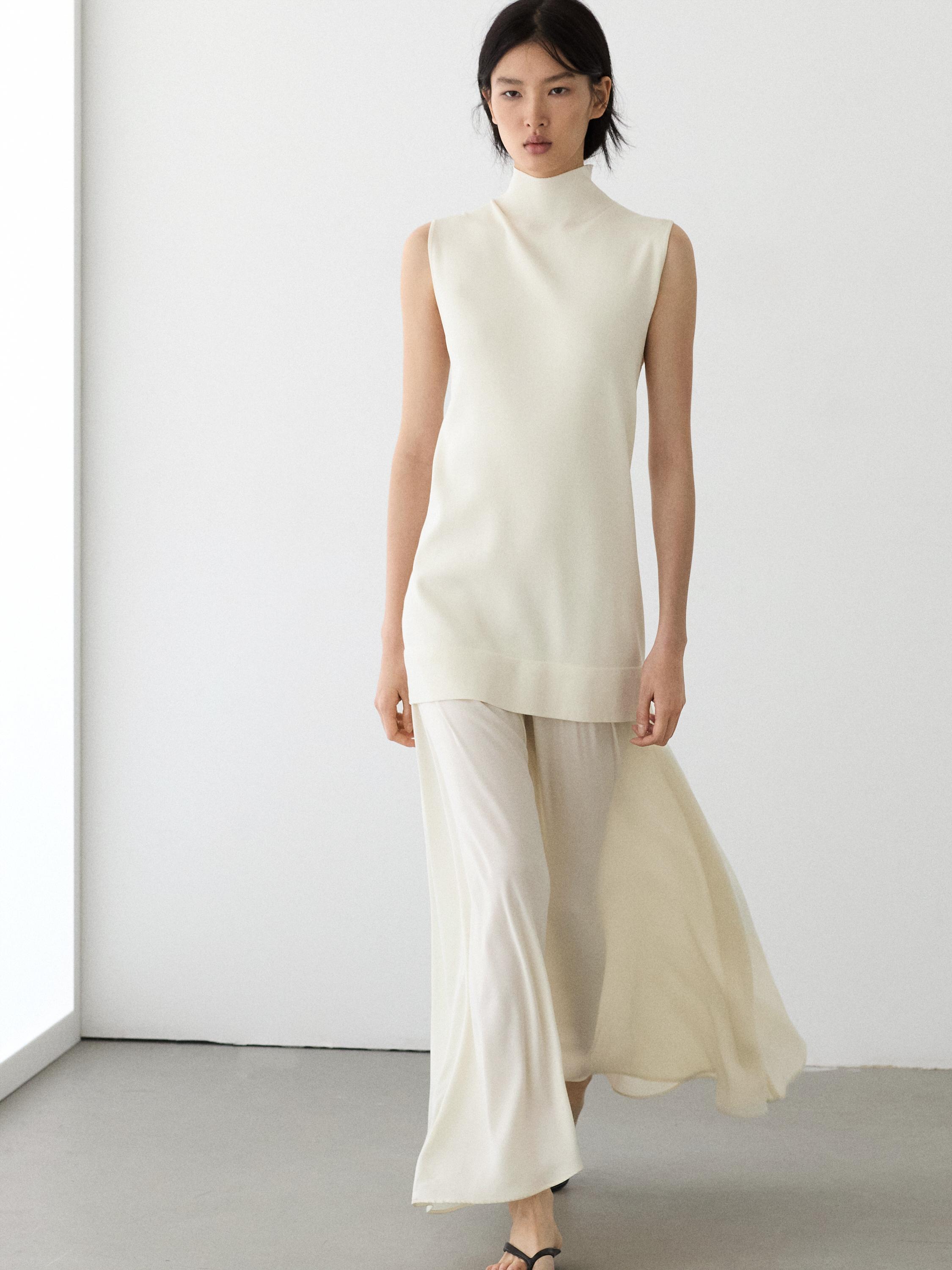 Vestido midi punto combinado