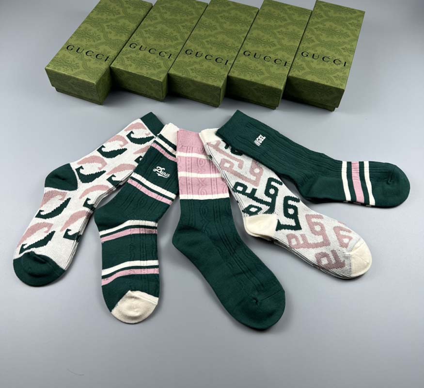 Set of 5 Pairs of Cotton Anti-bacterial Crew Socks WZ-924000172