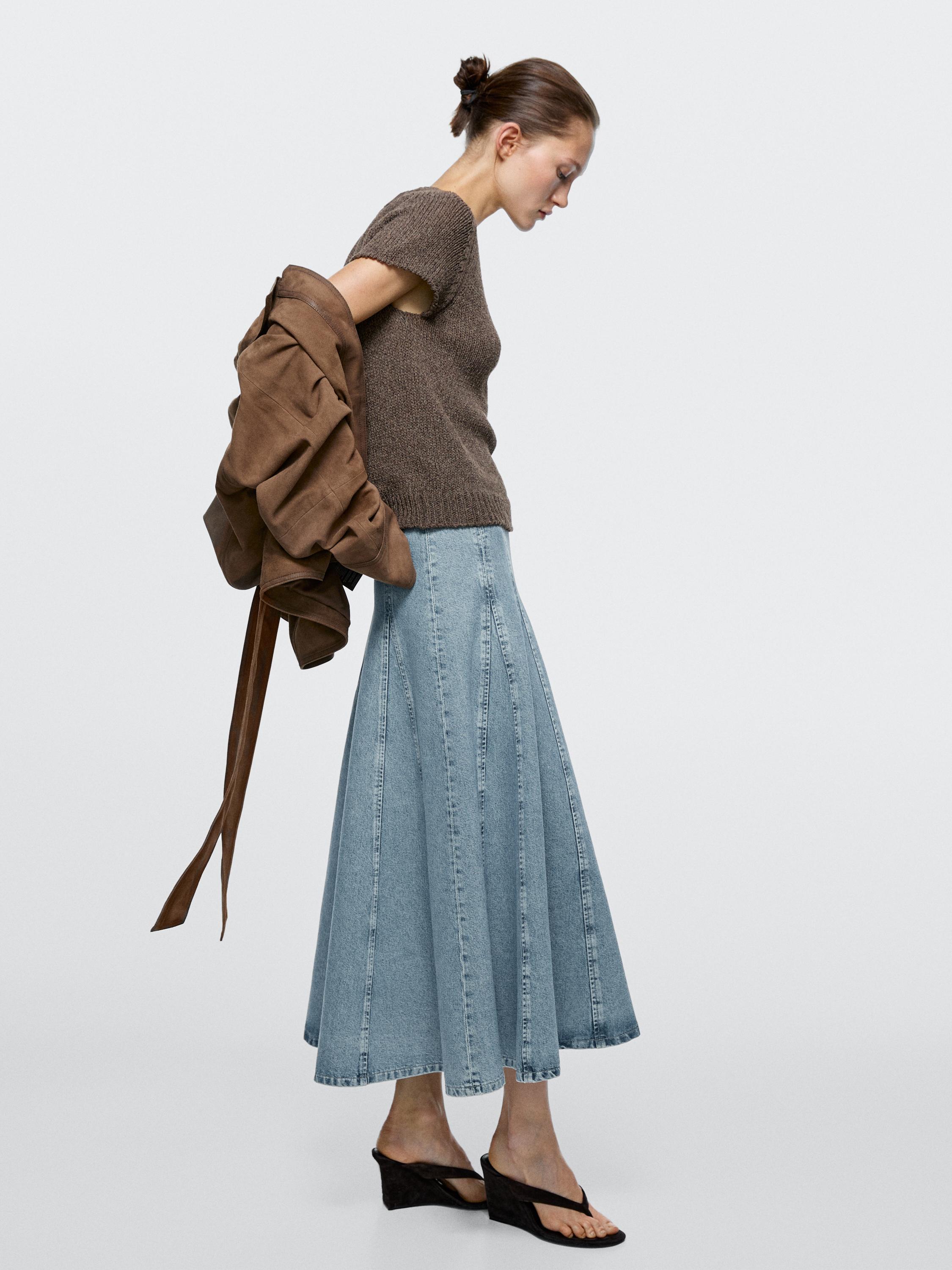 Falda midi godet denim
