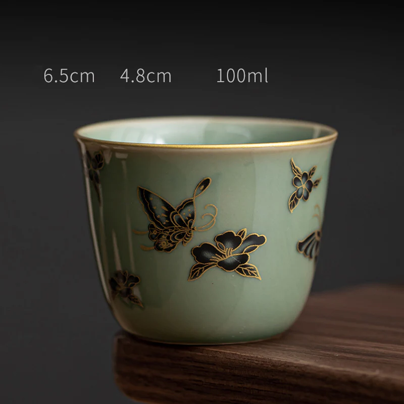 Butterfly Flower Lotus Koi Fish Plum Blossom Ceramic Teacup Kung Fu Tea Cup 100ml