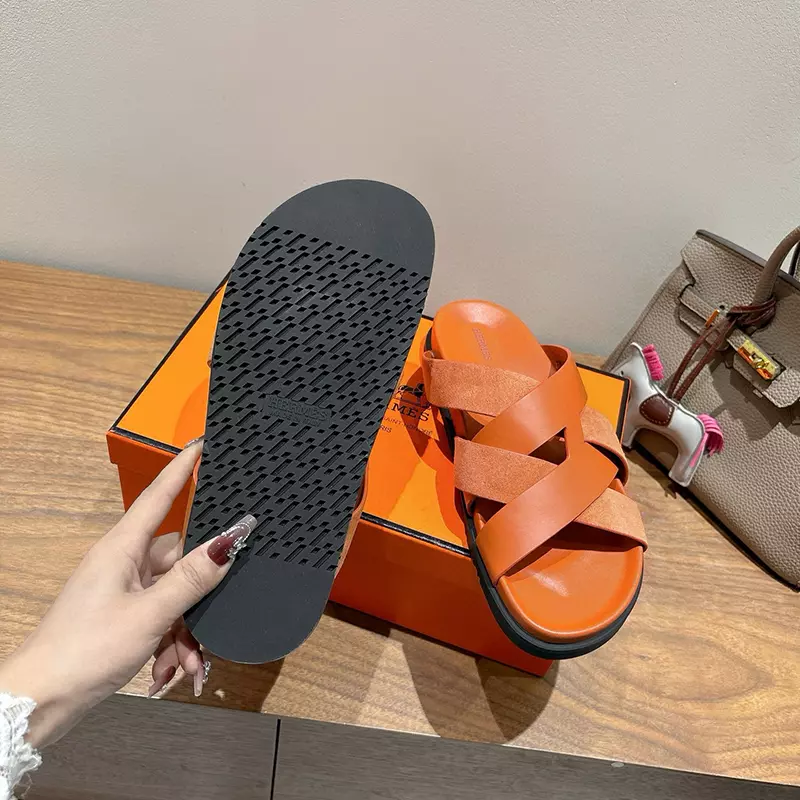 Fashion High Quality Real Leather Slippers LX-872319