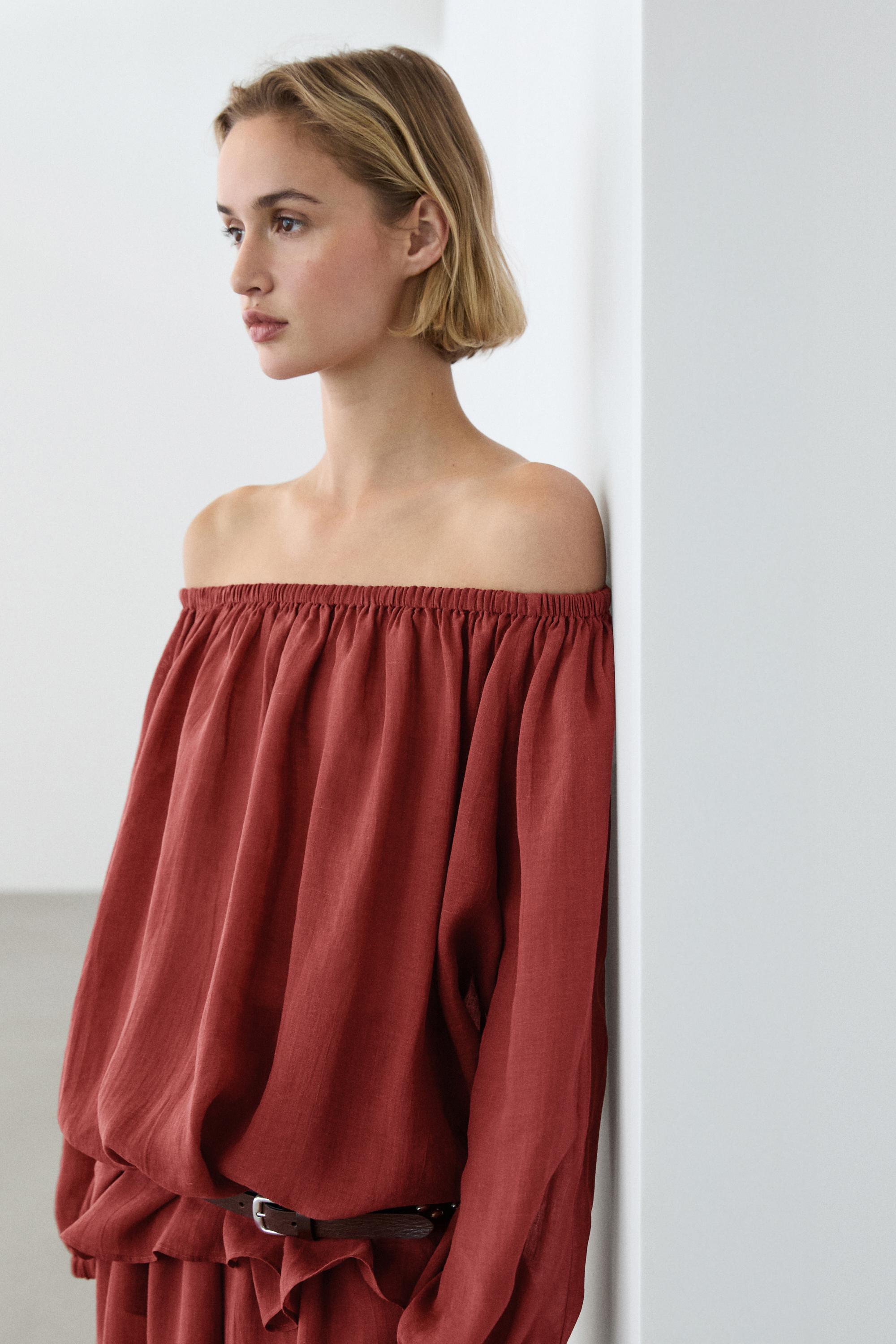 Camisa fluida cuello barco