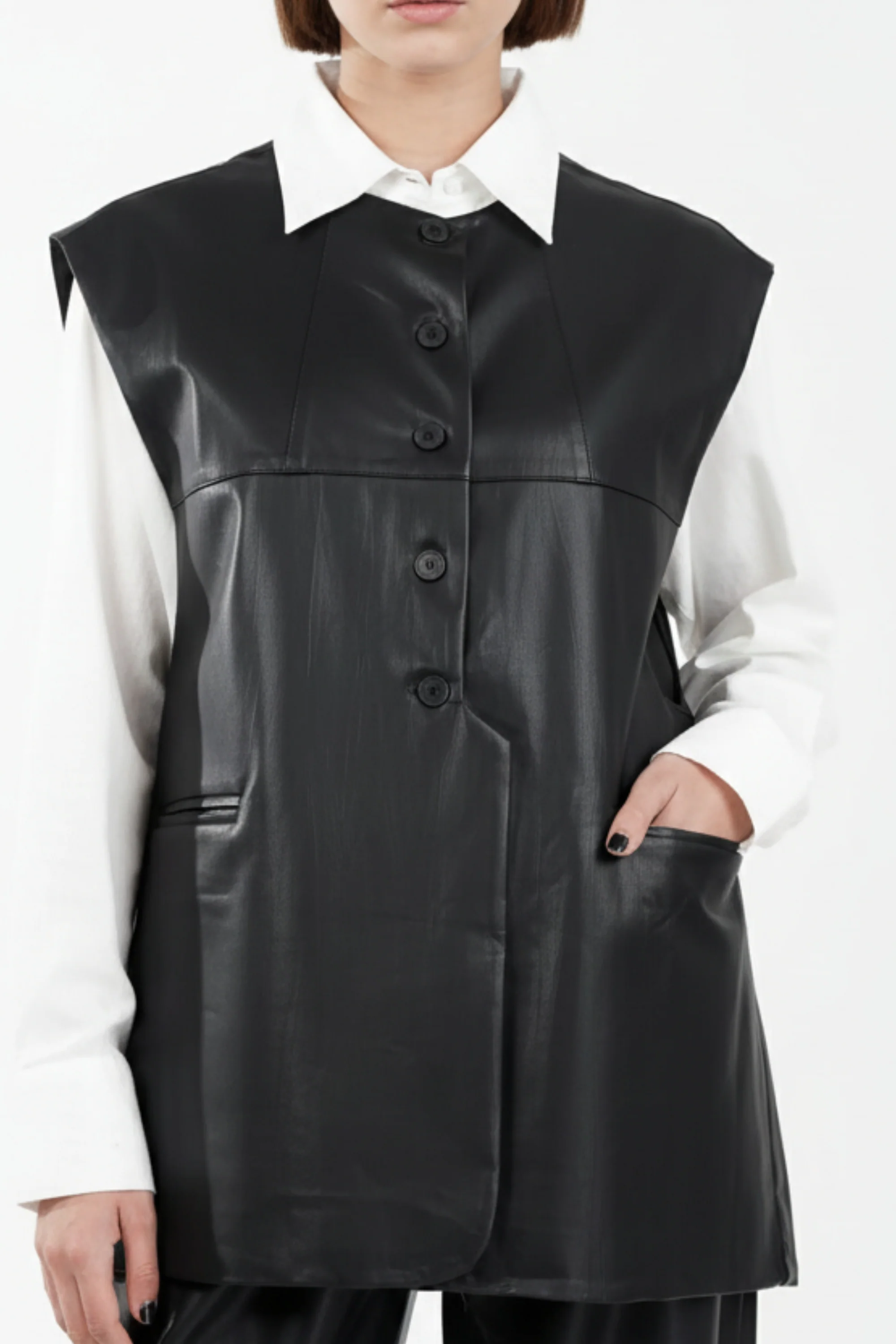 Blackout Blaze Leather Waist Coat