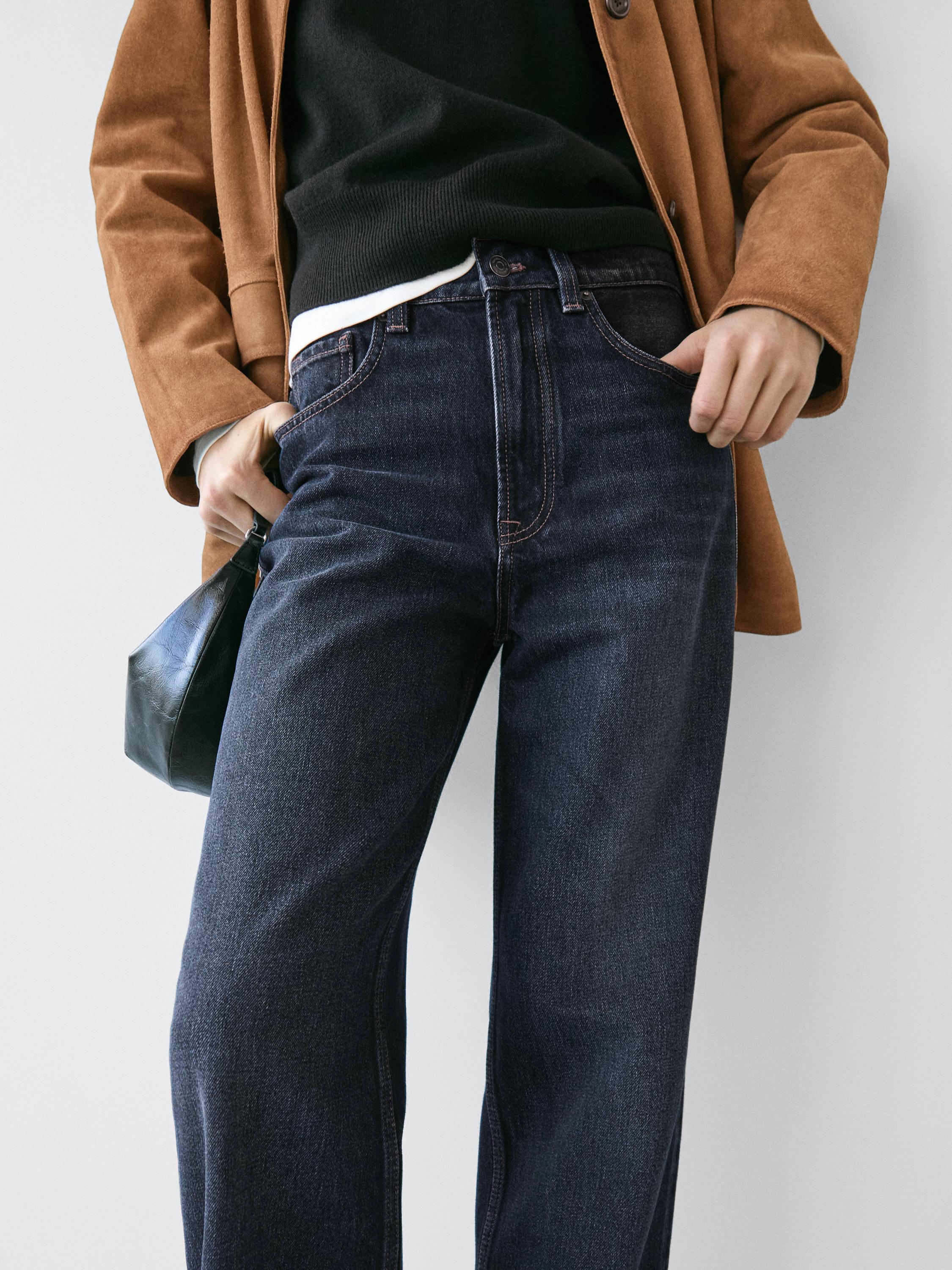 Jeans wide leg tiro alto