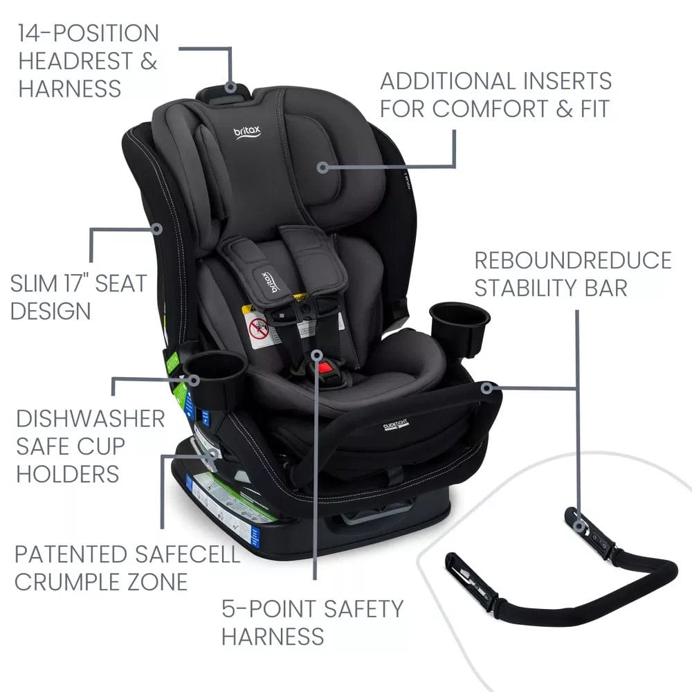 Britax Poplar S ClickTight Convertible Car Seat, Slim 17-Inch Design - Stone Onyx