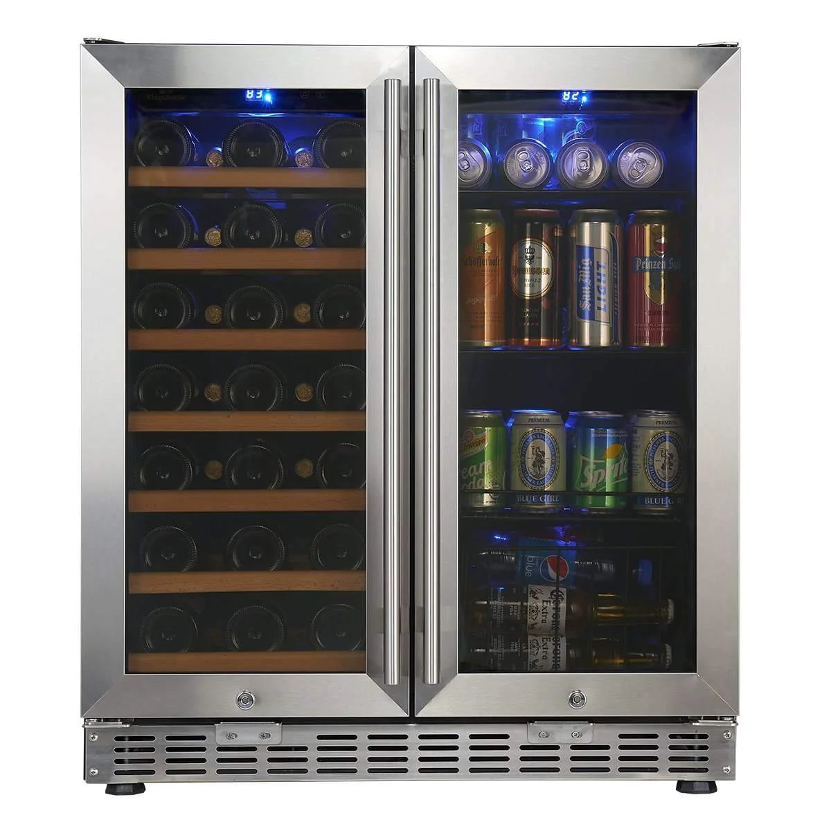 KingsBottle 30" Under Counter Wine and Beer Cooler Combo | Built-In or Freestanding