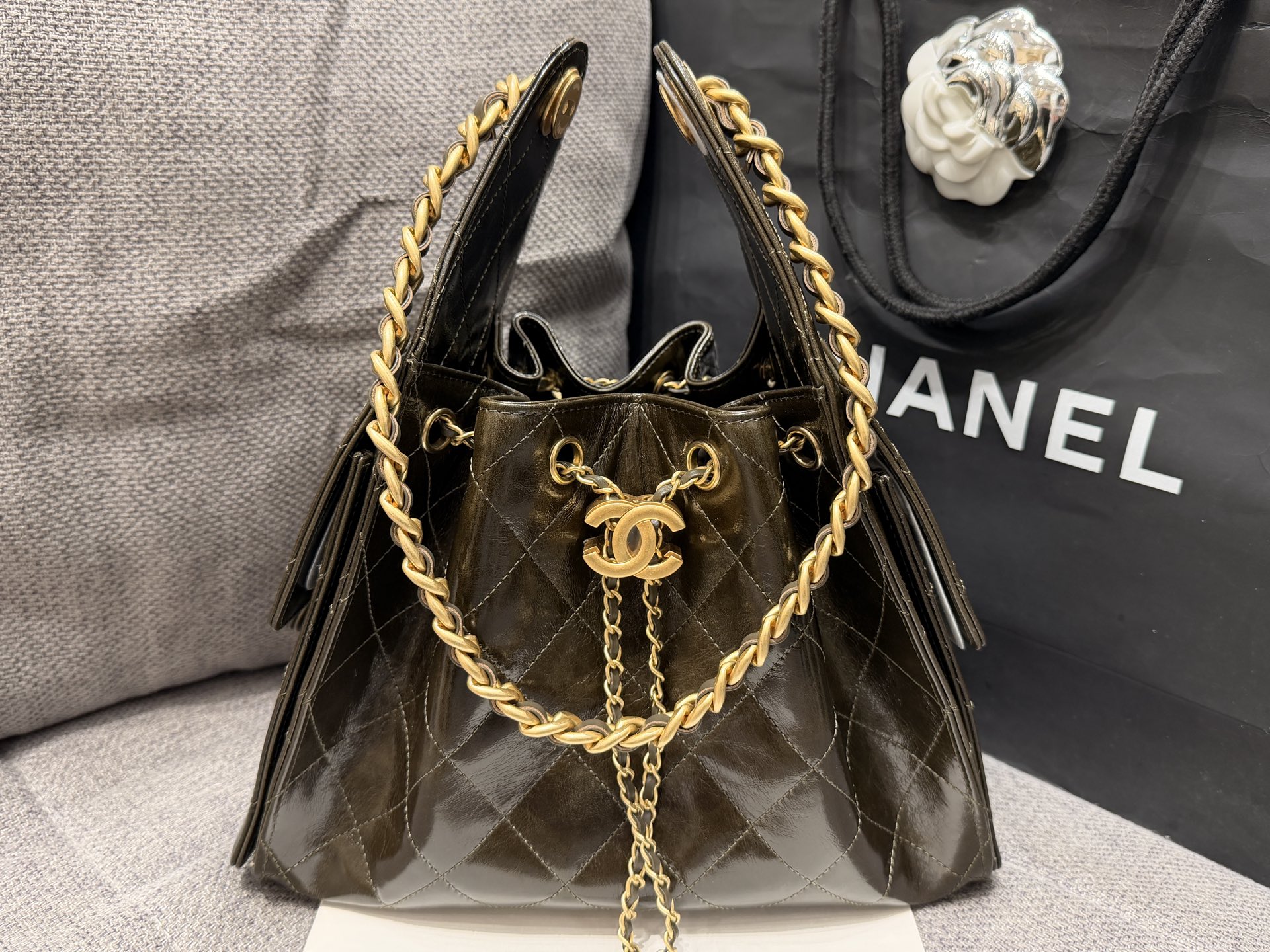 Chanel 26 Handbag Calfskin & Gold Tone Metal