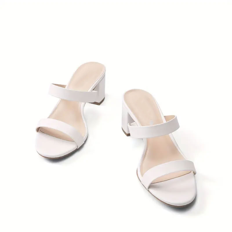 Elegant Chunky Heel Sandals – Two-Strap Open Toe