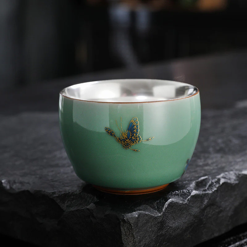Butterfly Goldfish Lotus Koi Fish Ceramic Teacup Kung Fu Tea Cup 120ml
