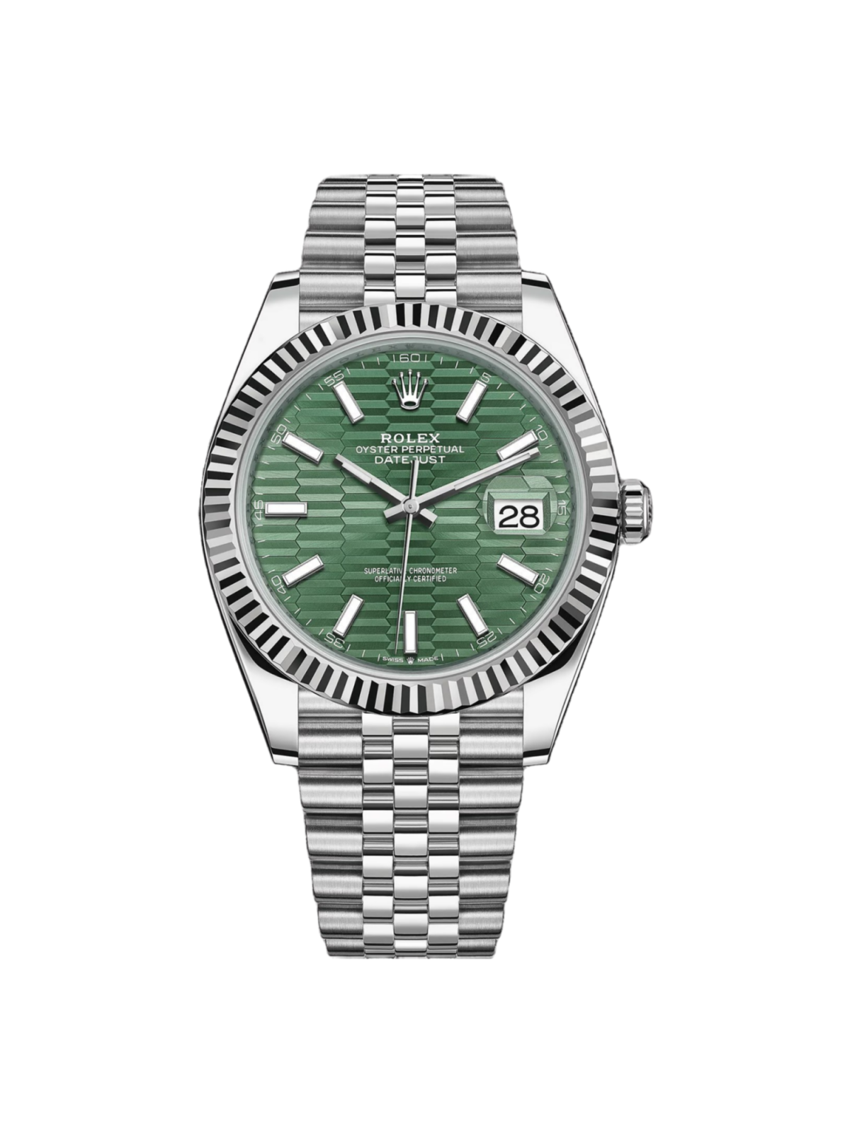 【Super Clone】RLX  Datejust 41mm 126334-0030 Green Fluted Motif Dial Jubilee Bracelet