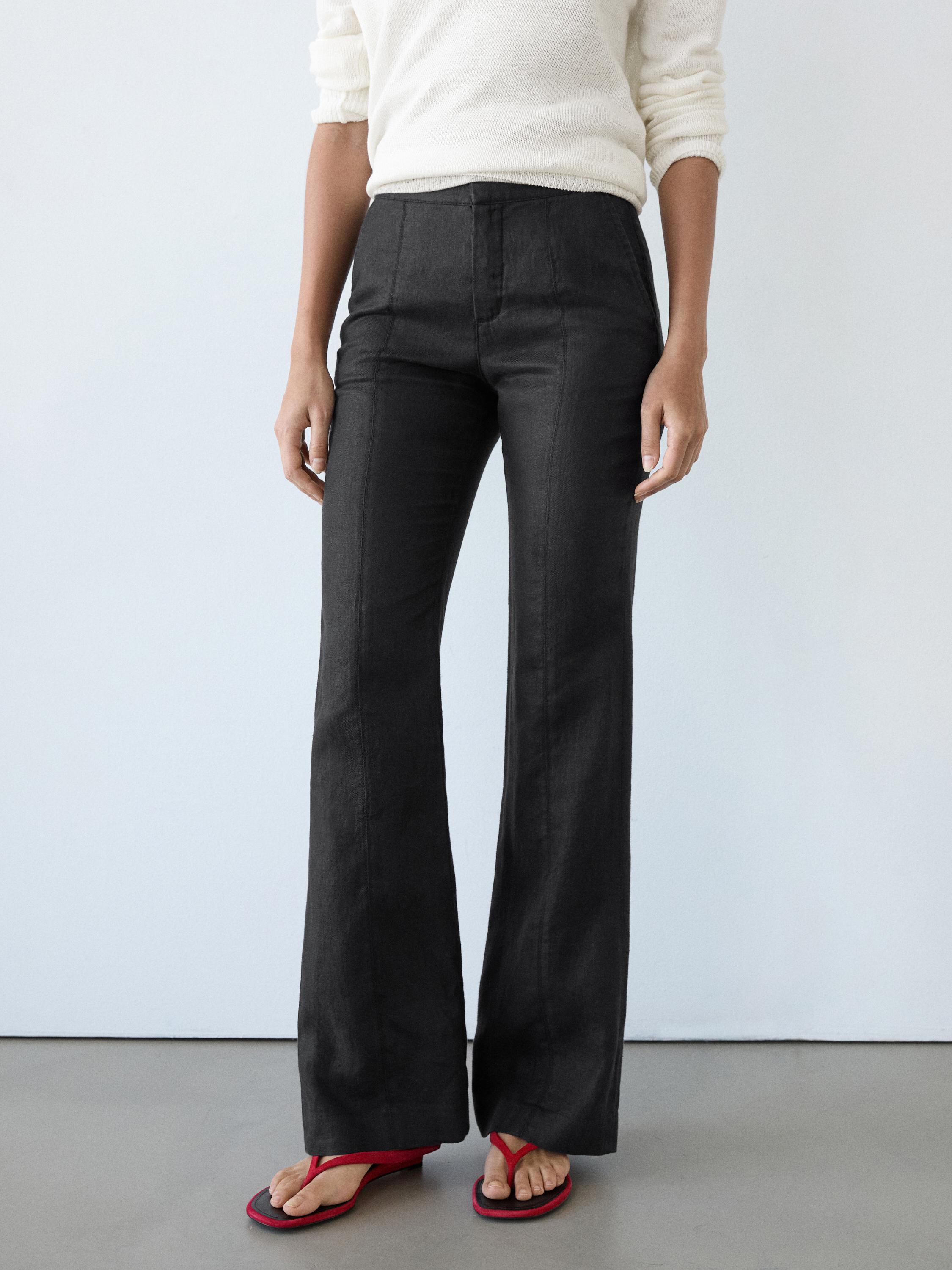 Pantalón kick flare fit 100% lino
