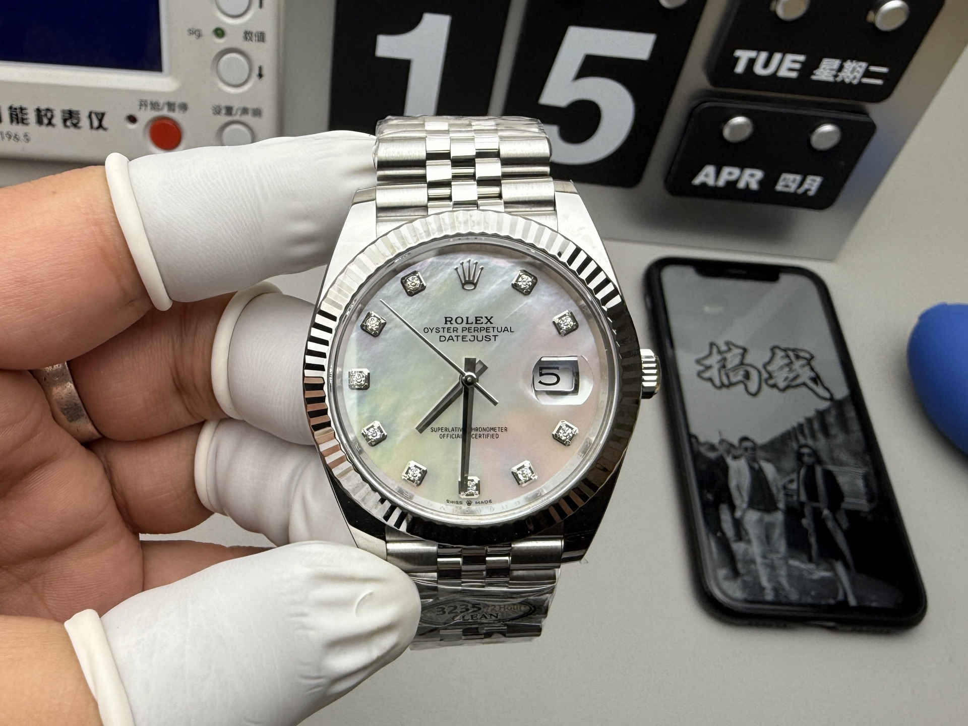Clean Factory Datejust 41 126334 – MOP Dial with Moissanite Markers & Super Clone 3235