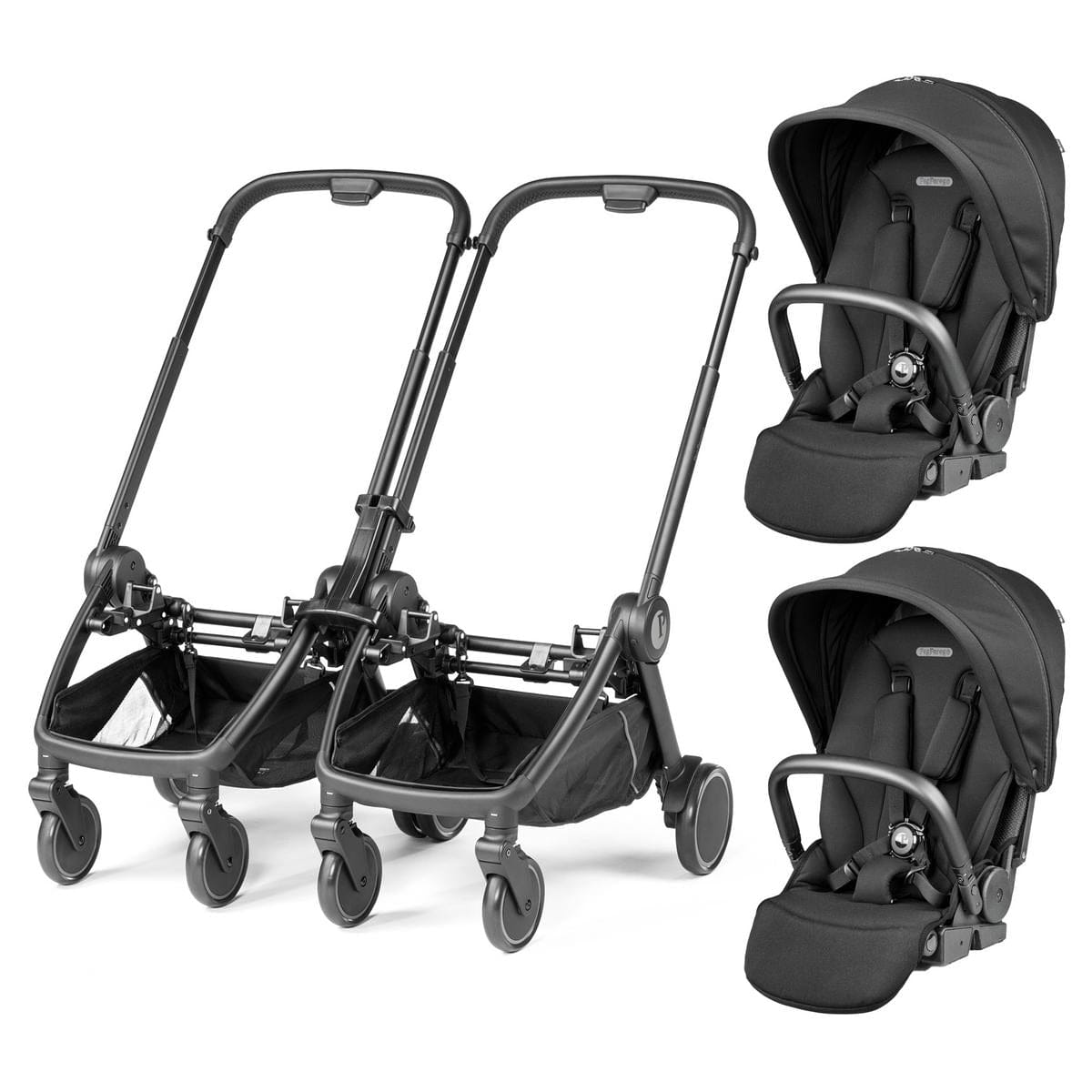 PEG City Loop Double Stroller Bundle - Black / True Black