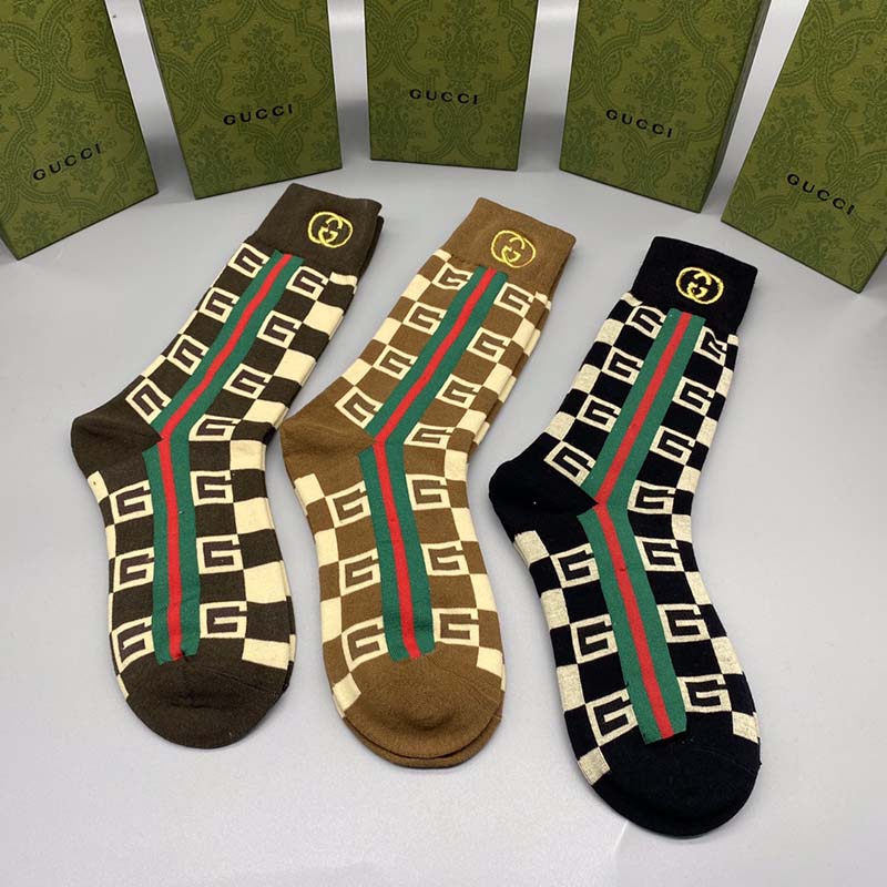 Set of 3 Pairs of Cotton Anti-bacterial Crew Socks WZ-924000163