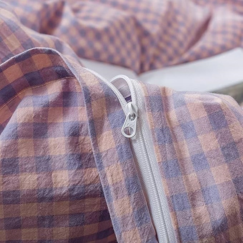 Purple Gingham Grid Duvet Cover Queen