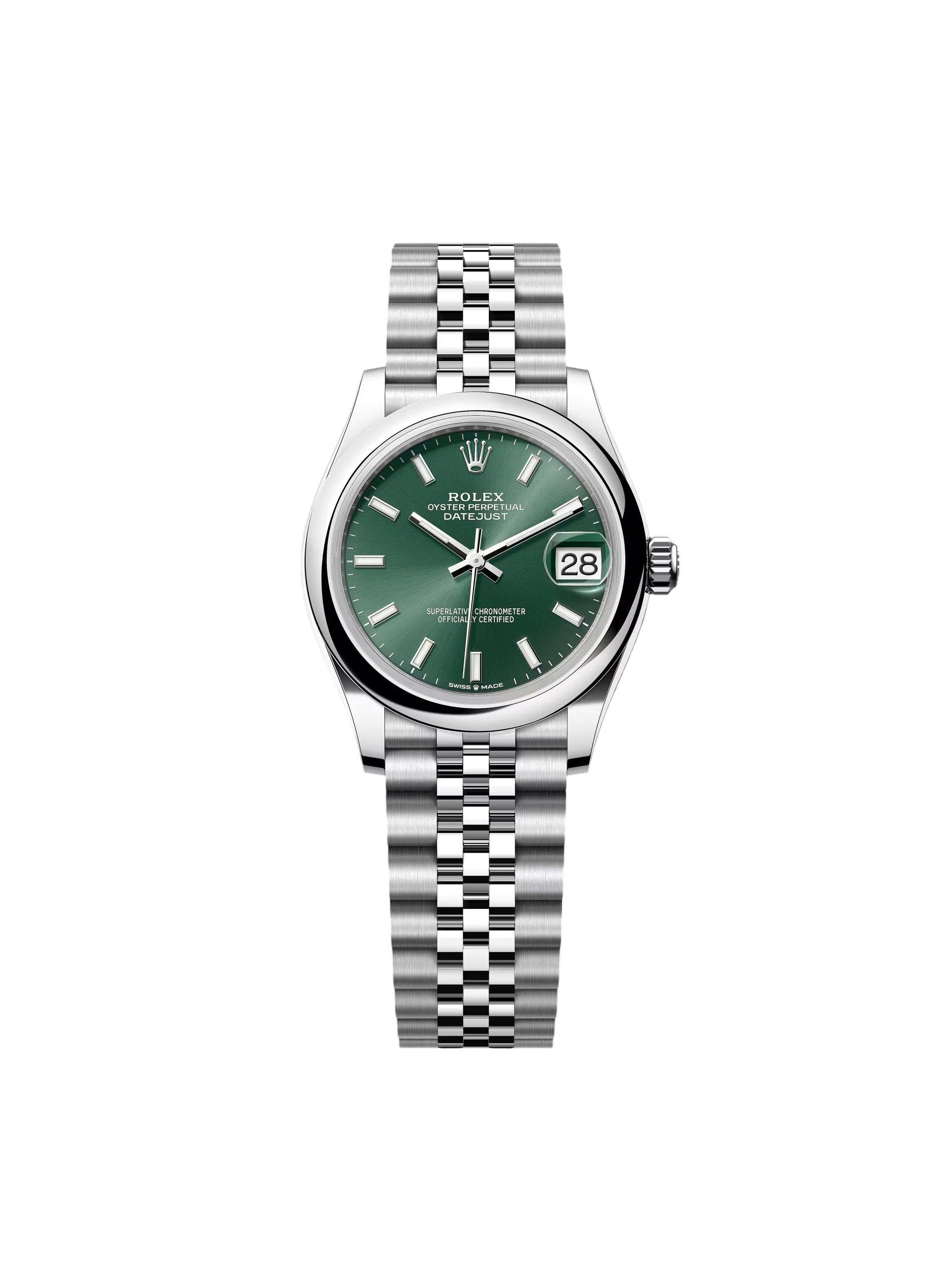 Rolex Datejust m278240-0011/0012 31mm Green Stick Domed Bezel Oyster Oystersteel
