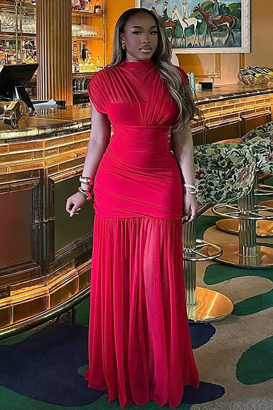 Timeless Solid Fishtail Maxi Dress