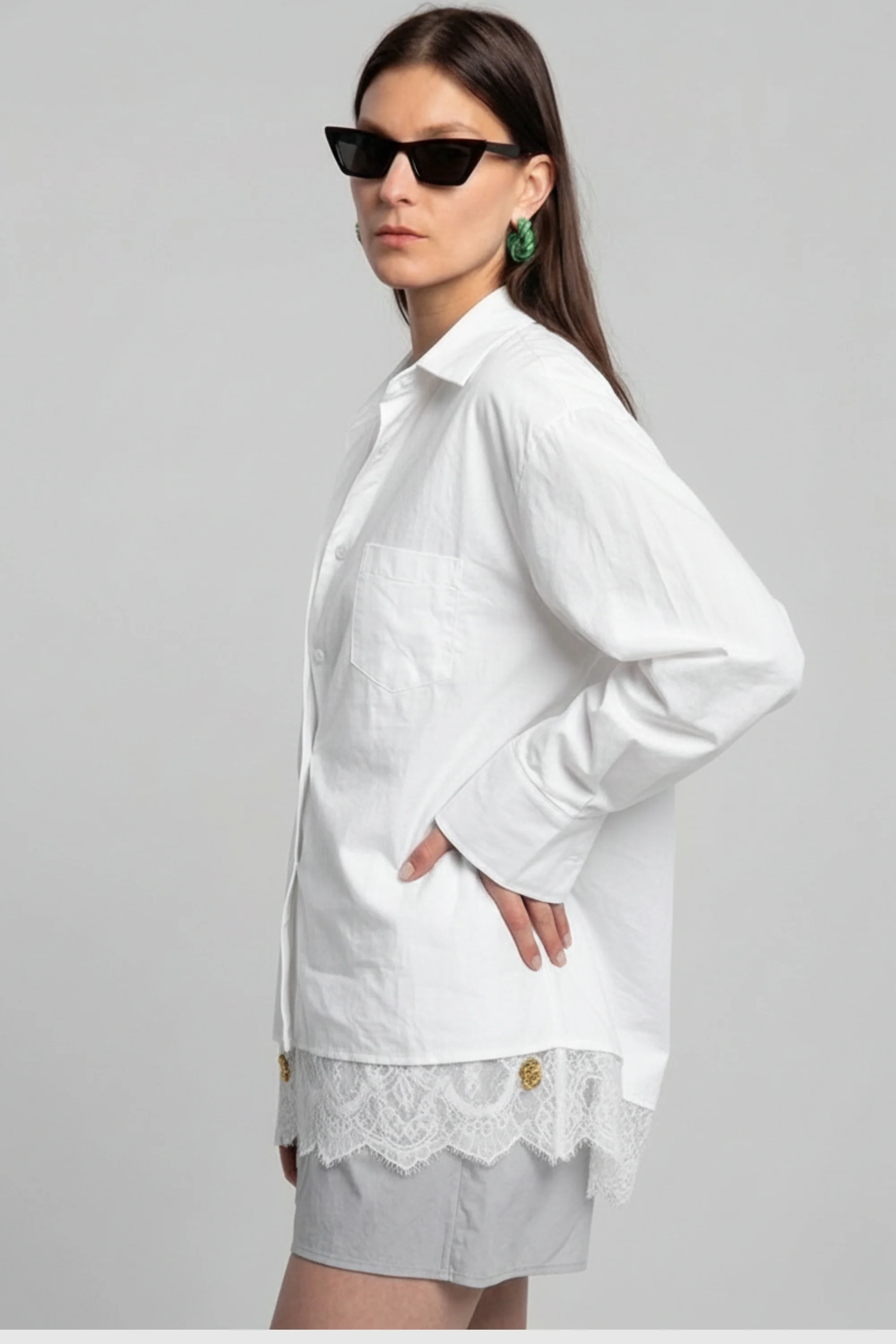 Sheer Lace Layered White Shirt