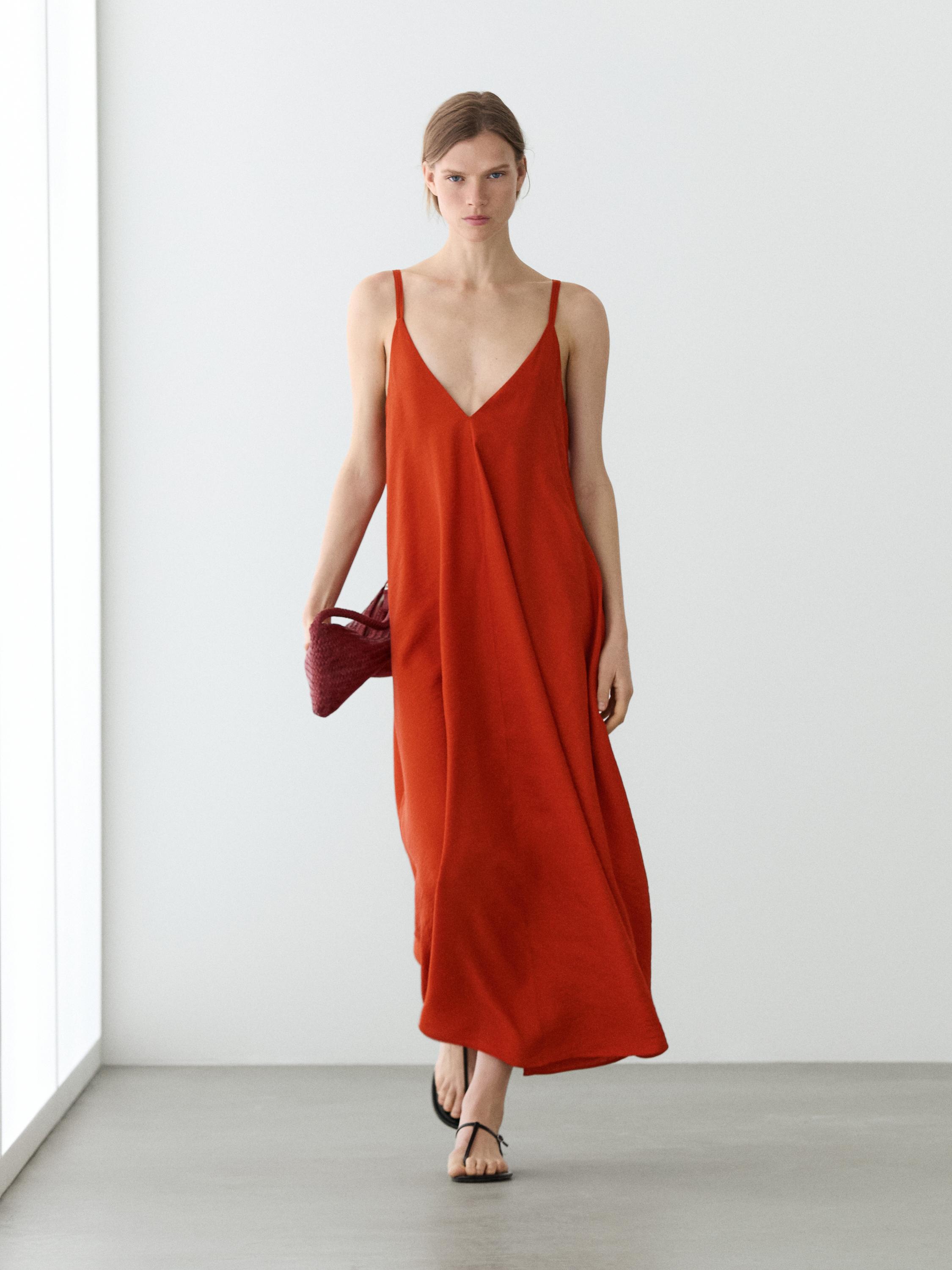 Vestido largo fluido tejido doble