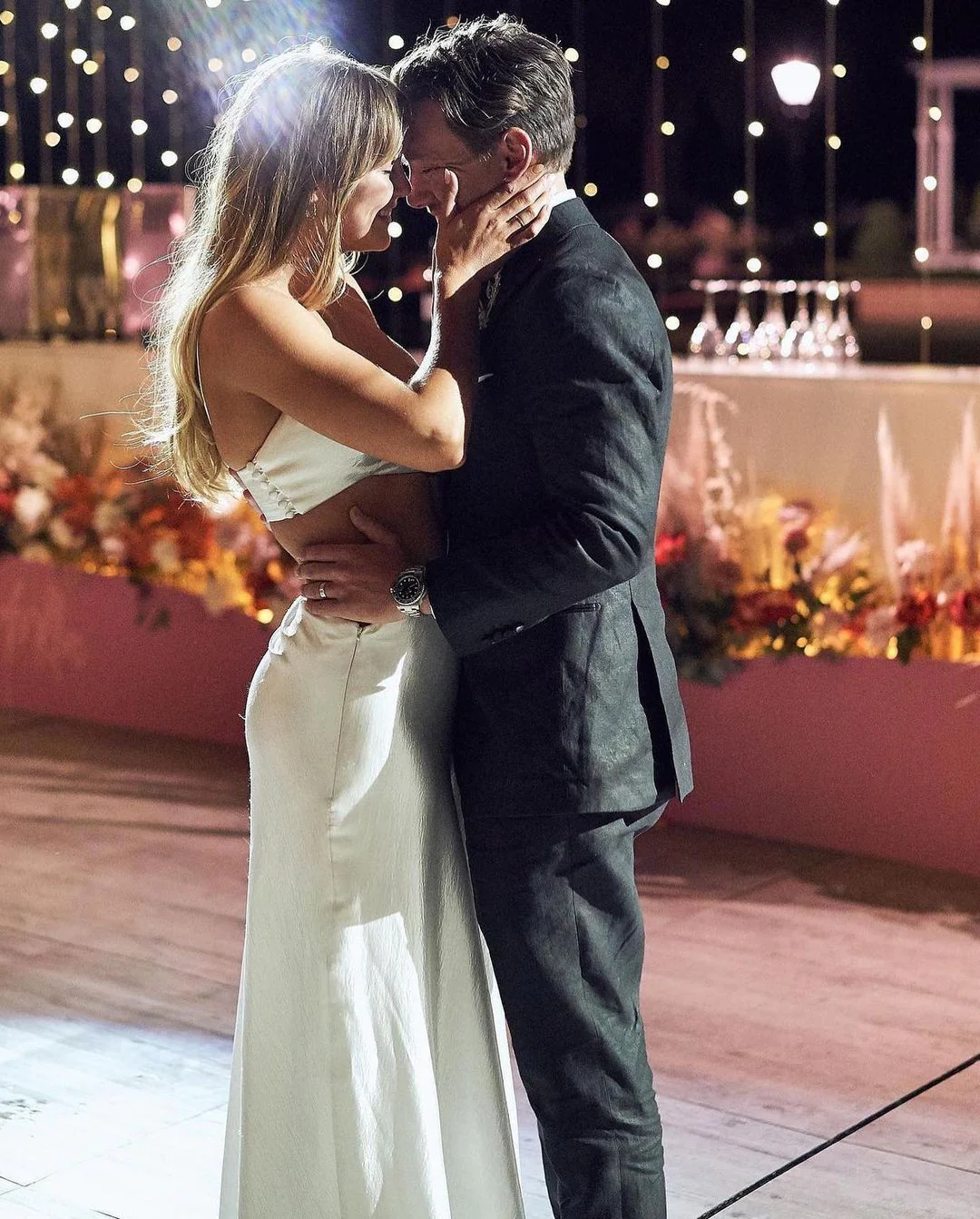 Charming A Line Two Piece Sweetheart Satin Wedding Dress