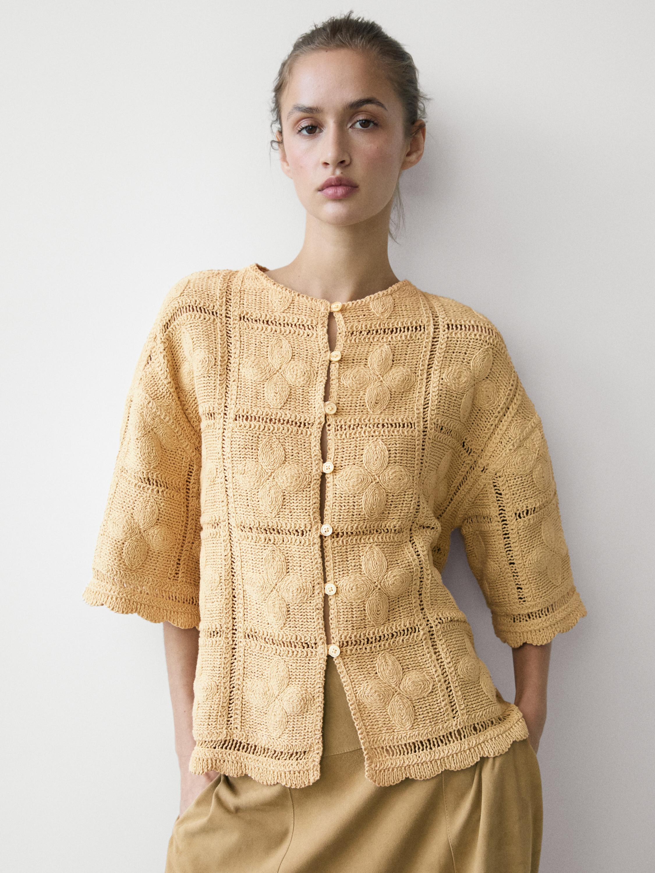 Chaqueta punto calado crochet