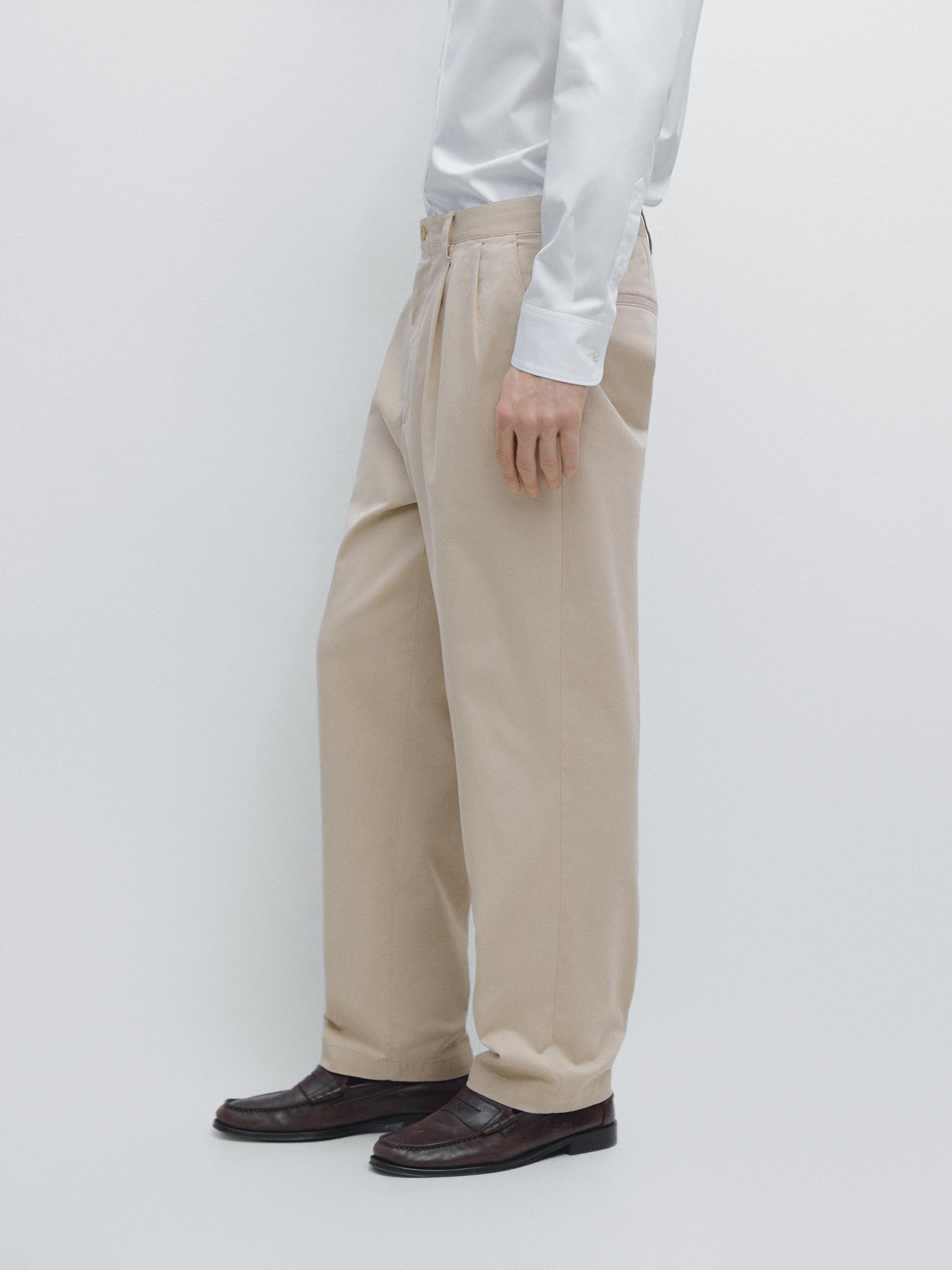 Pantalón straight fit mezcla algodón