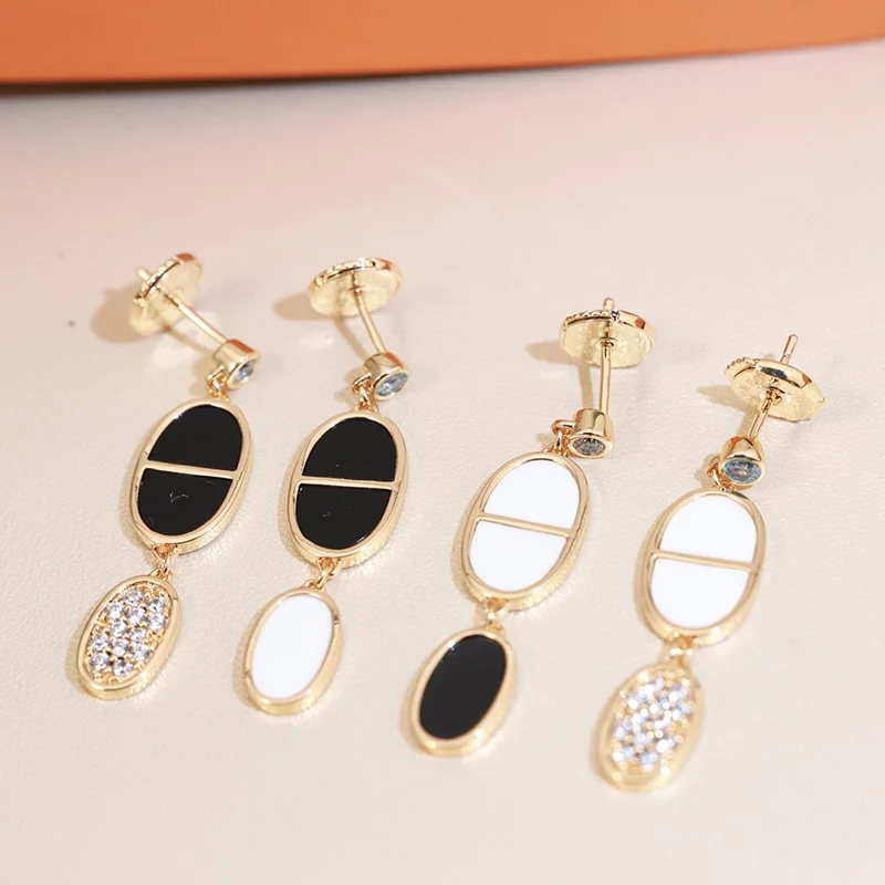 Stone-set pendant Earrings(2Colors) ED-931291