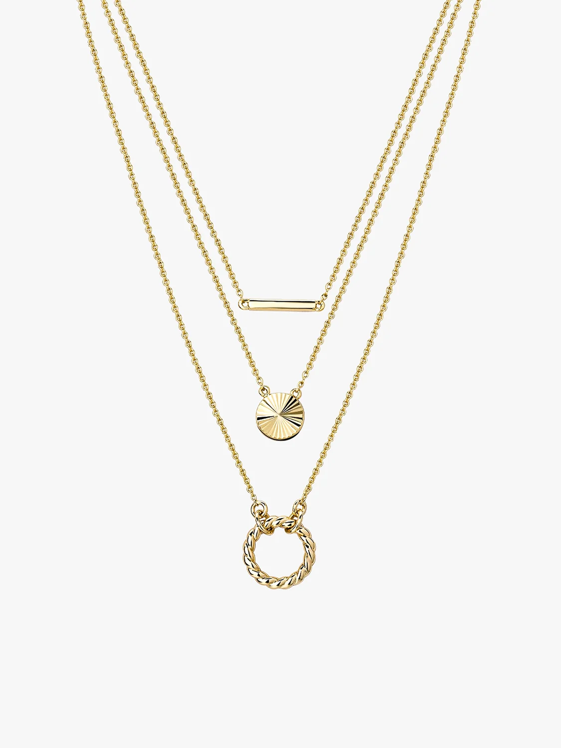 Circular & Bar Layered Necklaces