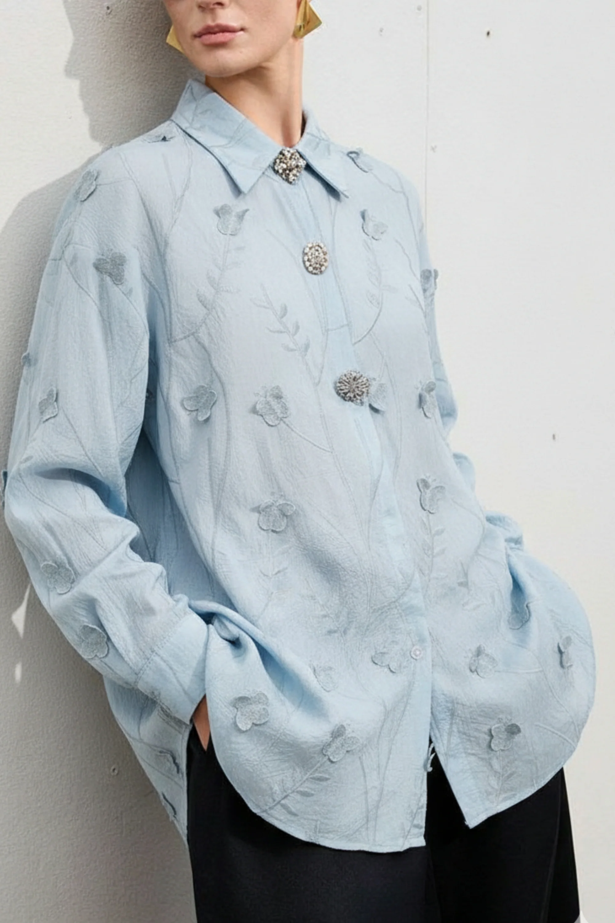 Fairy Blue Embroidered Shirt
