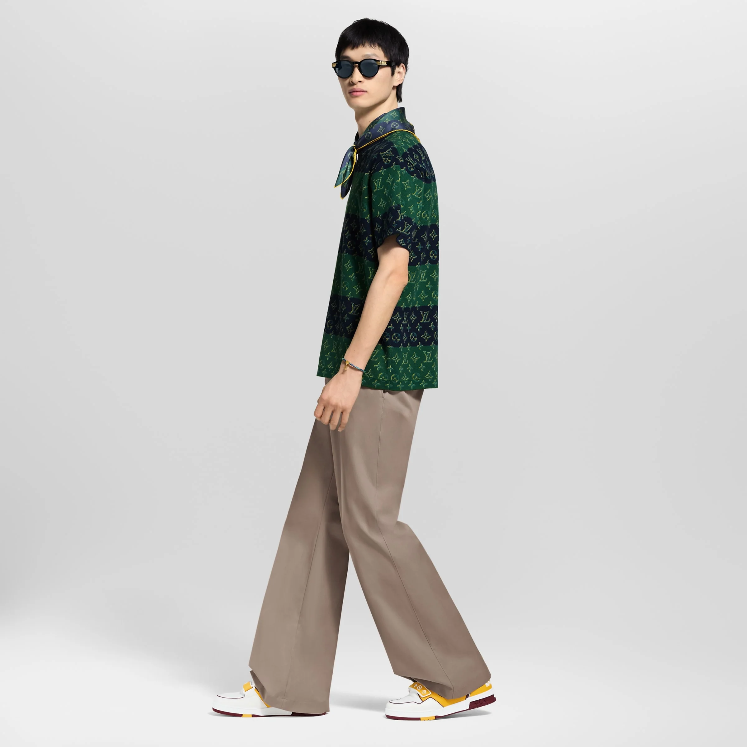 L.V  Trainer Yellow Velcro Strap Sneaker