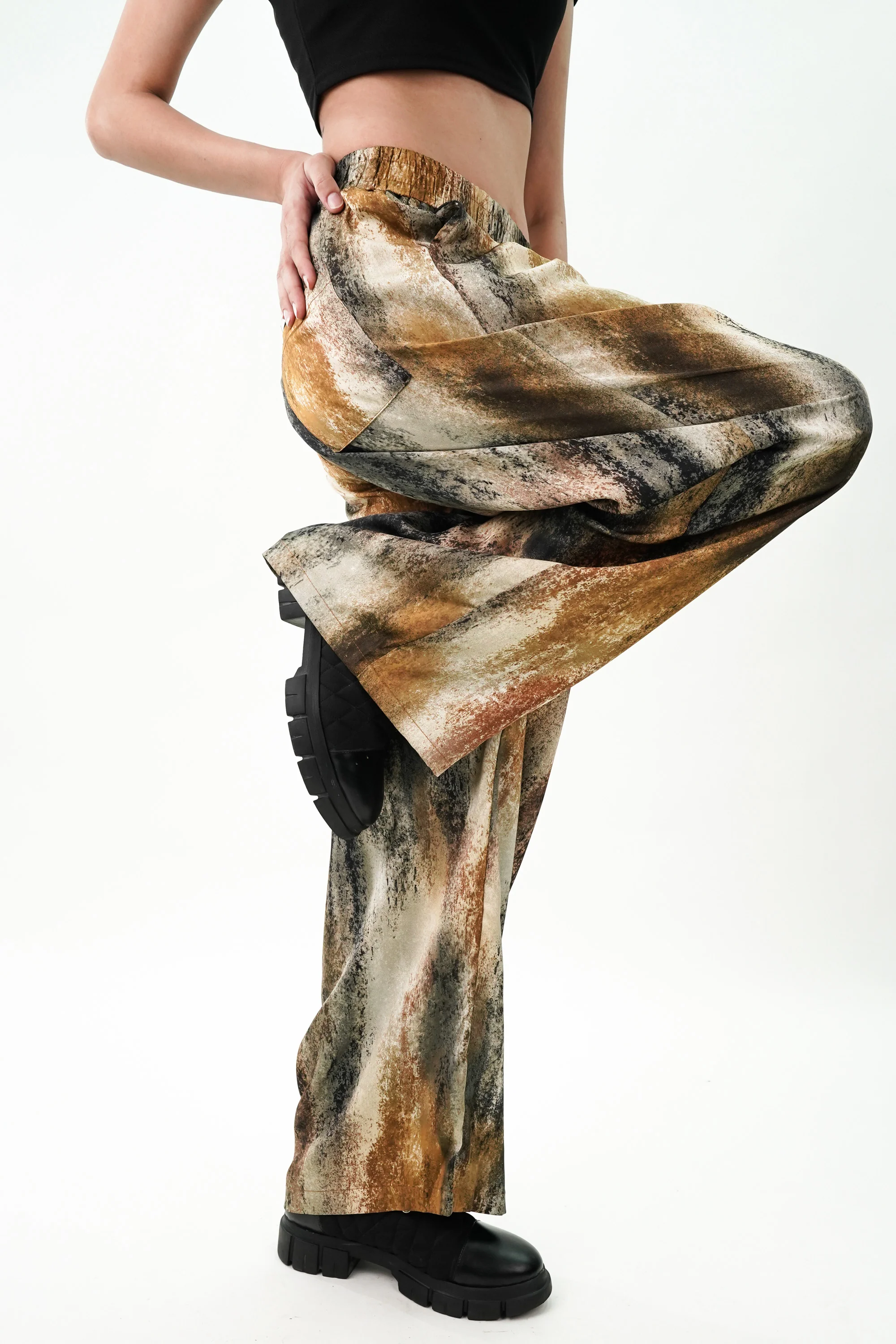 Warm Tone Wide leg Satin Pants