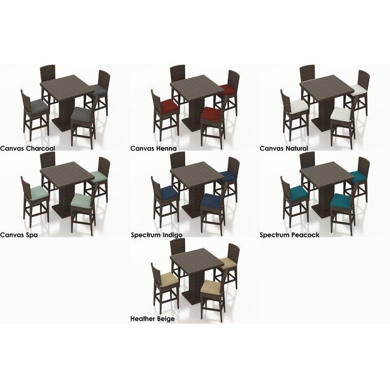 Hodge Square 4 - Person 31.5'' Long Bar Height Dining Set with Cushions