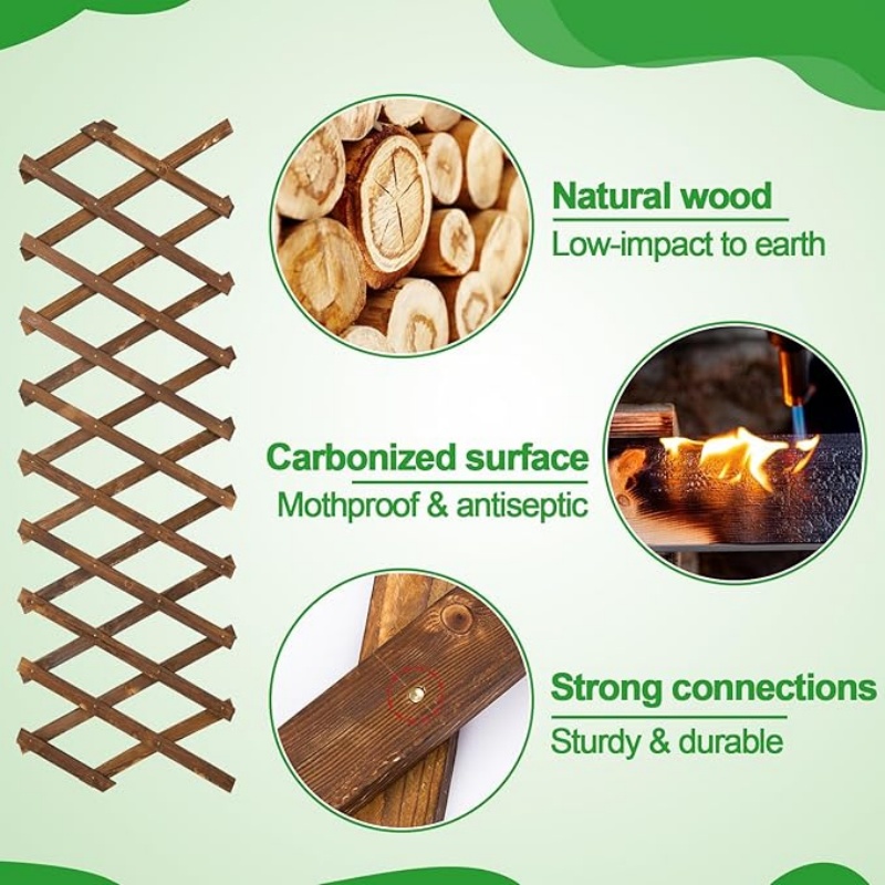 GREENFOLD Pack of 2 Extra Thick Wooden Wall Trellis
