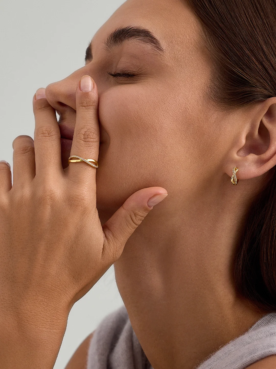 Cross Half Pave Sapphire Huggies