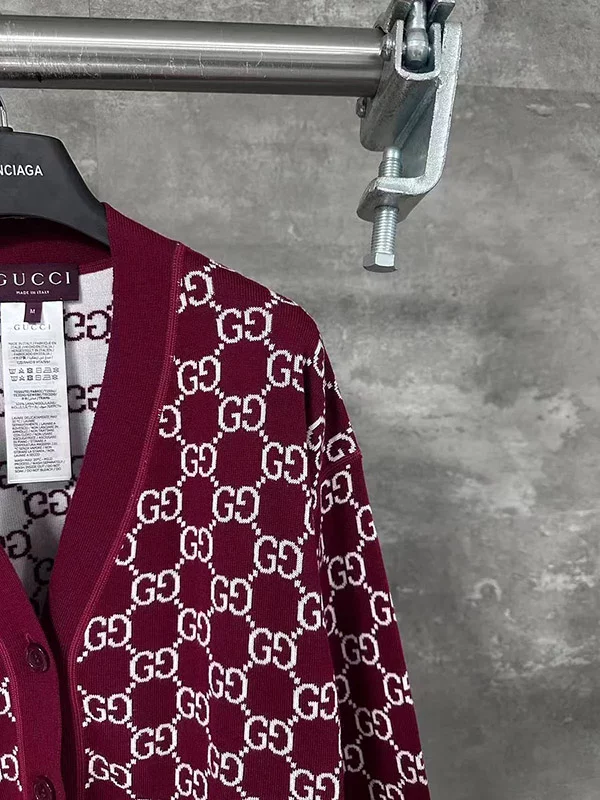 Wine red full printed knitted cardigan MY-93260